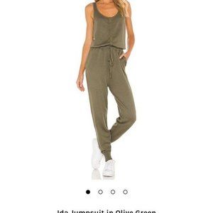 Lovers + Friends Ida Green Knit Jumpsuit Tie Waist Small